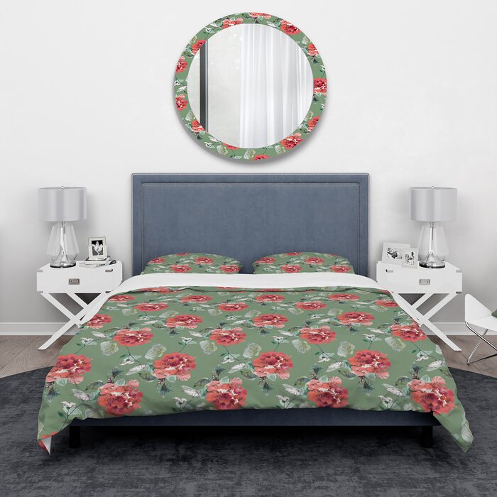 East Urban Home Red Rose Duvet Cover Set Wayfair