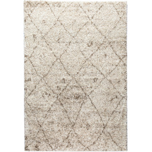 Madison Shag Moroccan Lattice Vanilla Area Rug