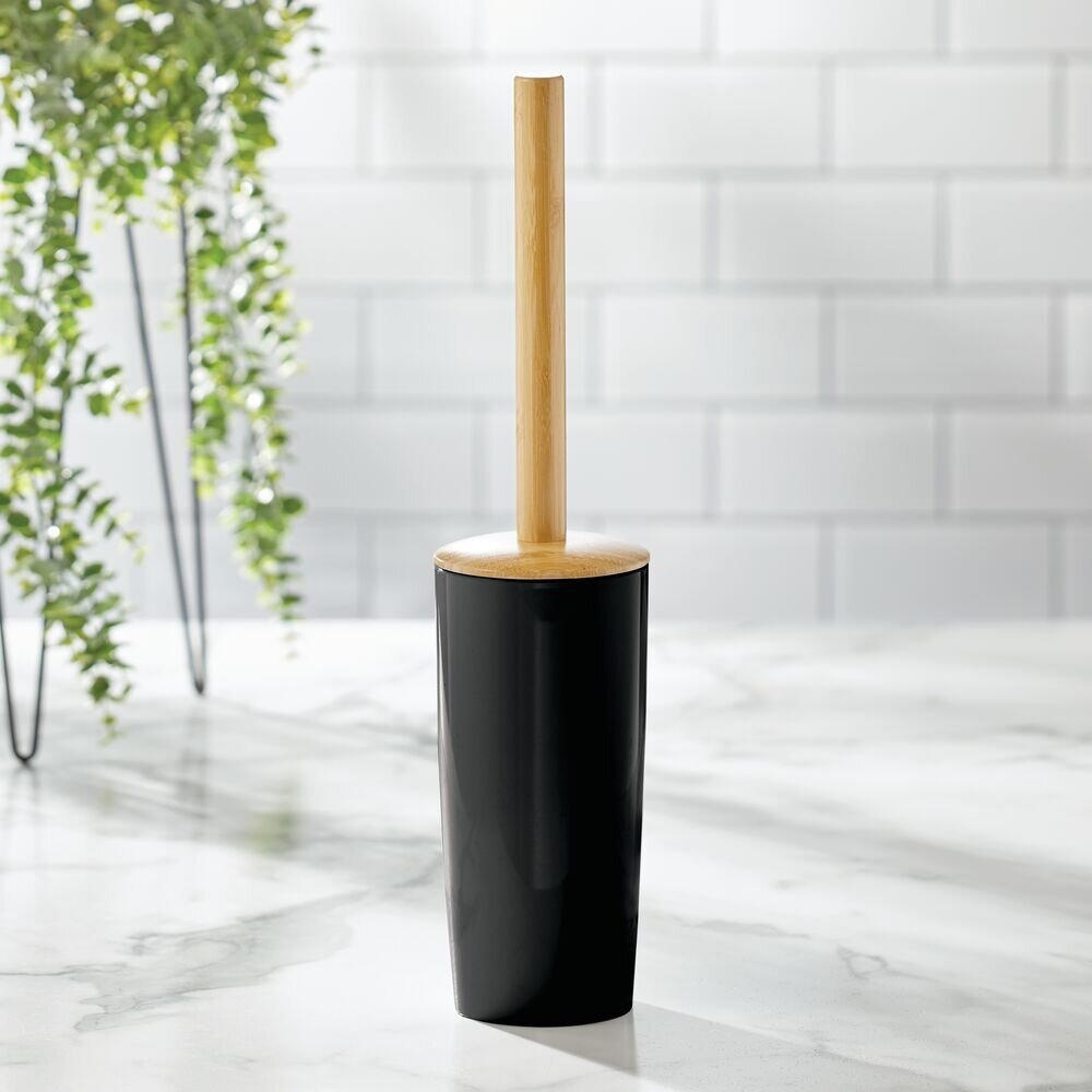 mDesign Compact Plastic Toilet Bowl Brush and Holder 