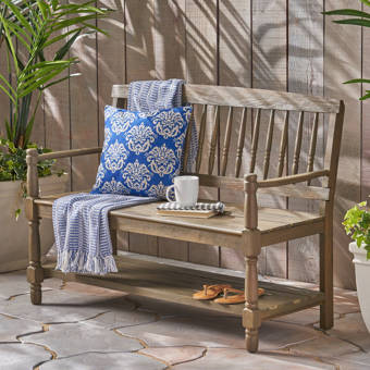 Charlton Home Maidste Outdoor Acacia Wood Garden Bench Reviews Wayfair Ca
