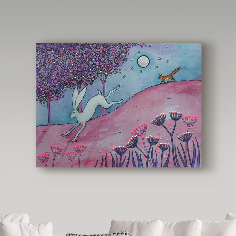 Trademark Art Running Hare Watercolor Painting Print On Wrapped