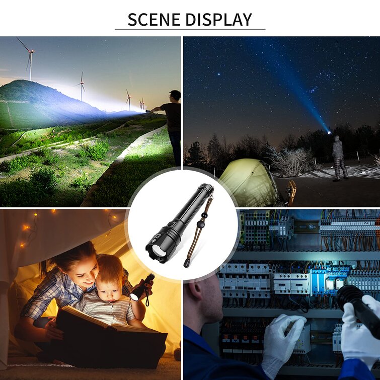 Details about   90000LM LED Tactical Flashlight Super Bright With USB Rechargeable Battery USA