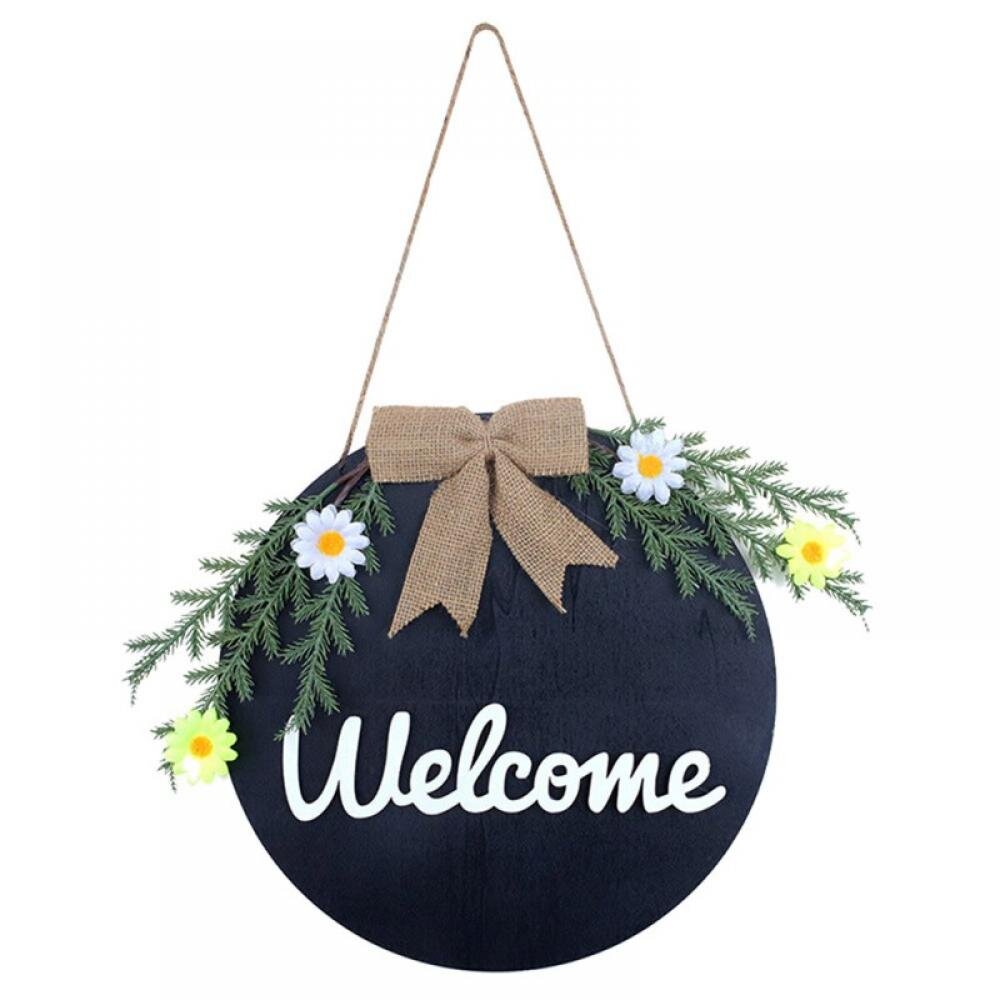 Shop Restaurant Wood Color Sunflower Welcome Sign 12 x 12 Inches Rustic Sunflower Front Door Decor Farmhouse Porch Decoration Round Wooden Hanging Sign for Home 