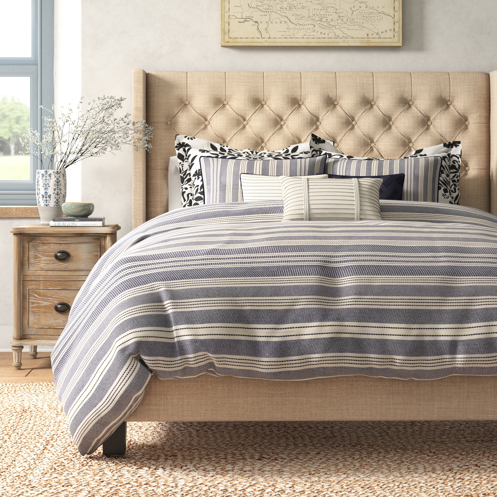 Madison Park Signature Farmhouse Blue White Cotton Blend Modern Contemporary Comforter Set