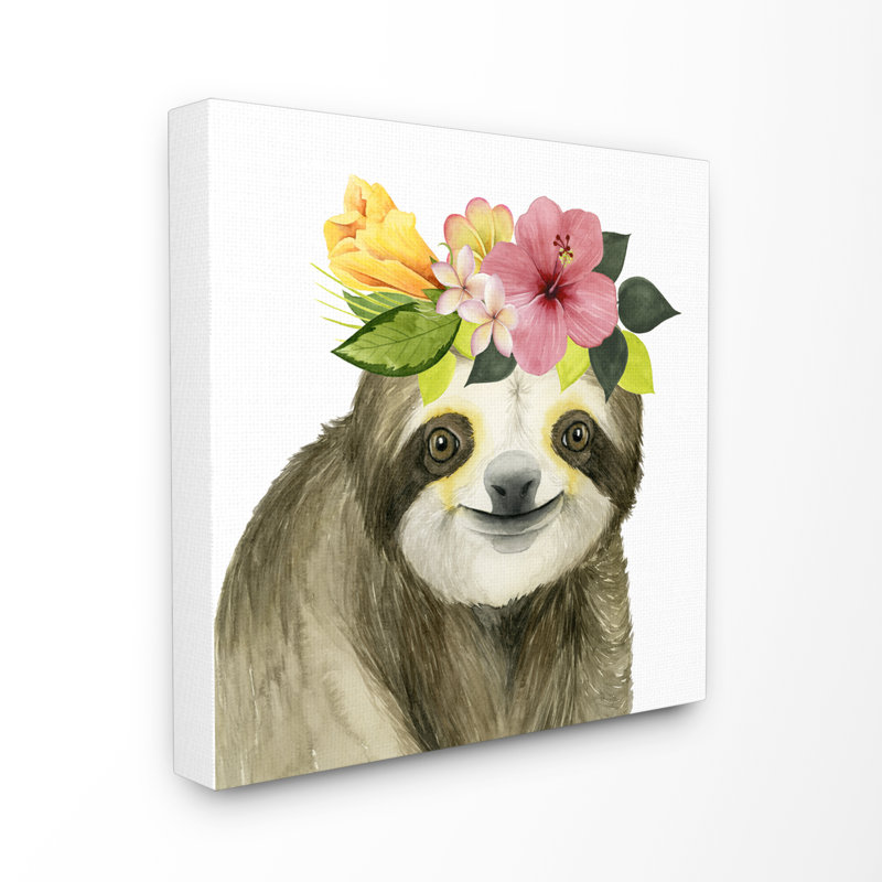Harriet Bee Coachella Ready Sloth In Flower Crown Graphic Art