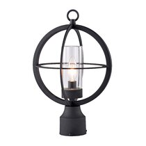 Hot Sale Black/Brass Metal Globe with Tea Glass Shade Outdoor Gate Pillar Lights