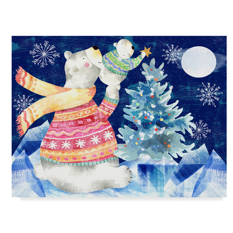 East Urban Home Polar Bear Xmas Acrylic Painting Print On