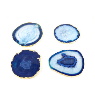 4-4.73, Set of 2, with Bumpers & Coating Geode Stone Slices with Natural Marble & Quartz Crystal Accent for Table Decor LARGE TEAL/BLUE AGATE COASTERS 4-4.73, Set of 2, with Bumpers & Coating Geode Stone Slices with Natural Marble & Quartz Crystal Accent for Table Decor LARGE TEAL/BLUE AGATE COASTERS