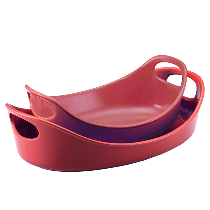 Rachael Ray Stoneware Oval 2 Piece Baking Dish Set Reviews