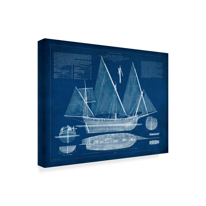 East Urban Home Antique Ship Blueprint Iii Acrylic Painting