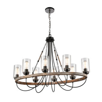 Gracie Oaks Eastborough 9 Light Candle Style Empire Chandelier With Wood Accents Wayfair