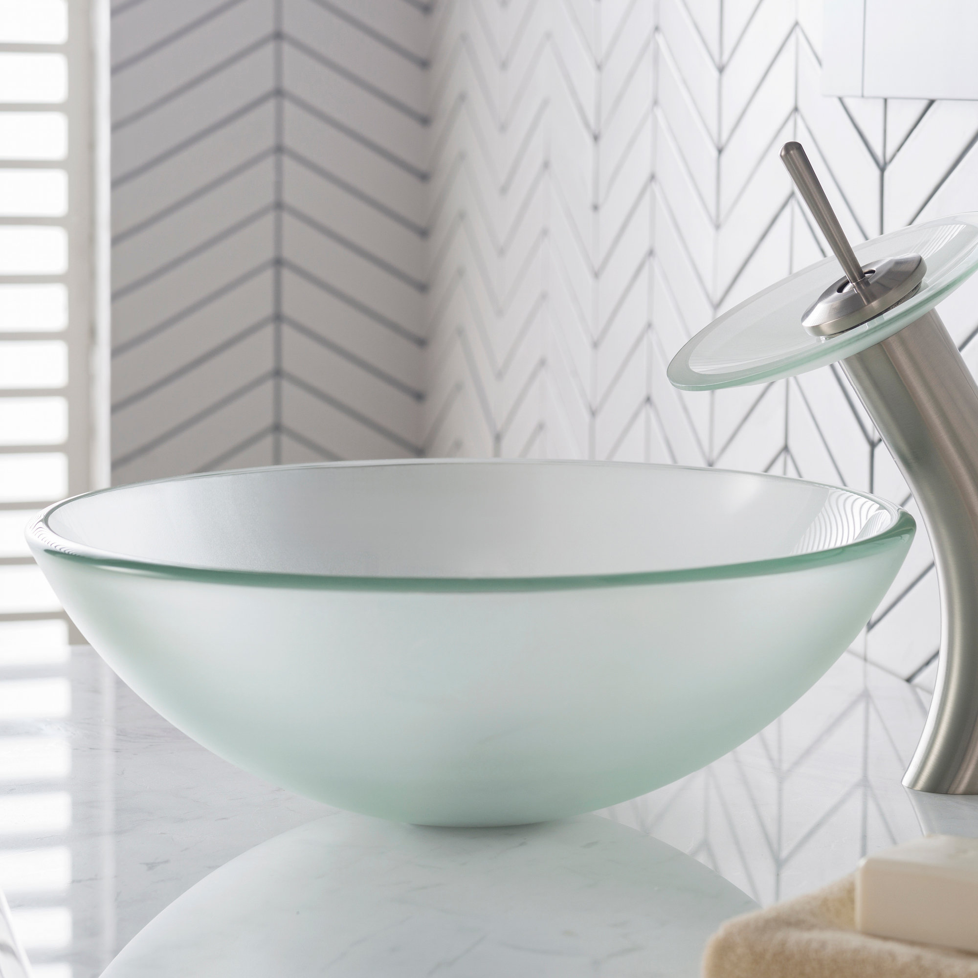 Gv 101fr Kraus Frosted Glass Circular Vessel Bathroom Sink Reviews Wayfair