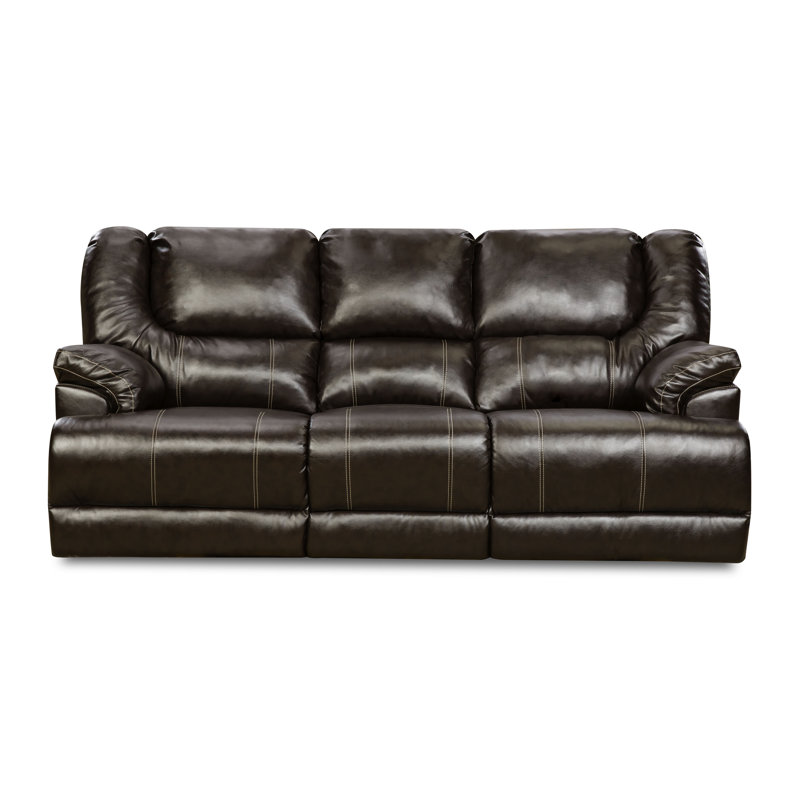 Darby Home Co Starr 84" Wide Faux Leather Pillow Top Arm Reclining Sofa