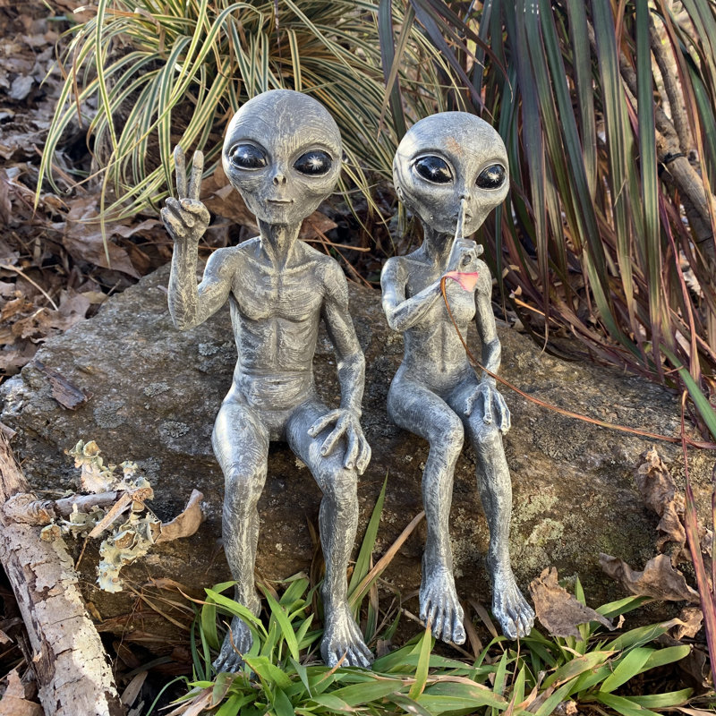 Homestyles Outer Space Alien Dude And Babe Shelf Sitters 2 Piece Statue Set Reviews Wayfair