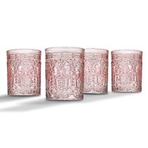 8 fl oz each 6 Tall Drinking Juice Glasses Highball with Peony Floral Art 