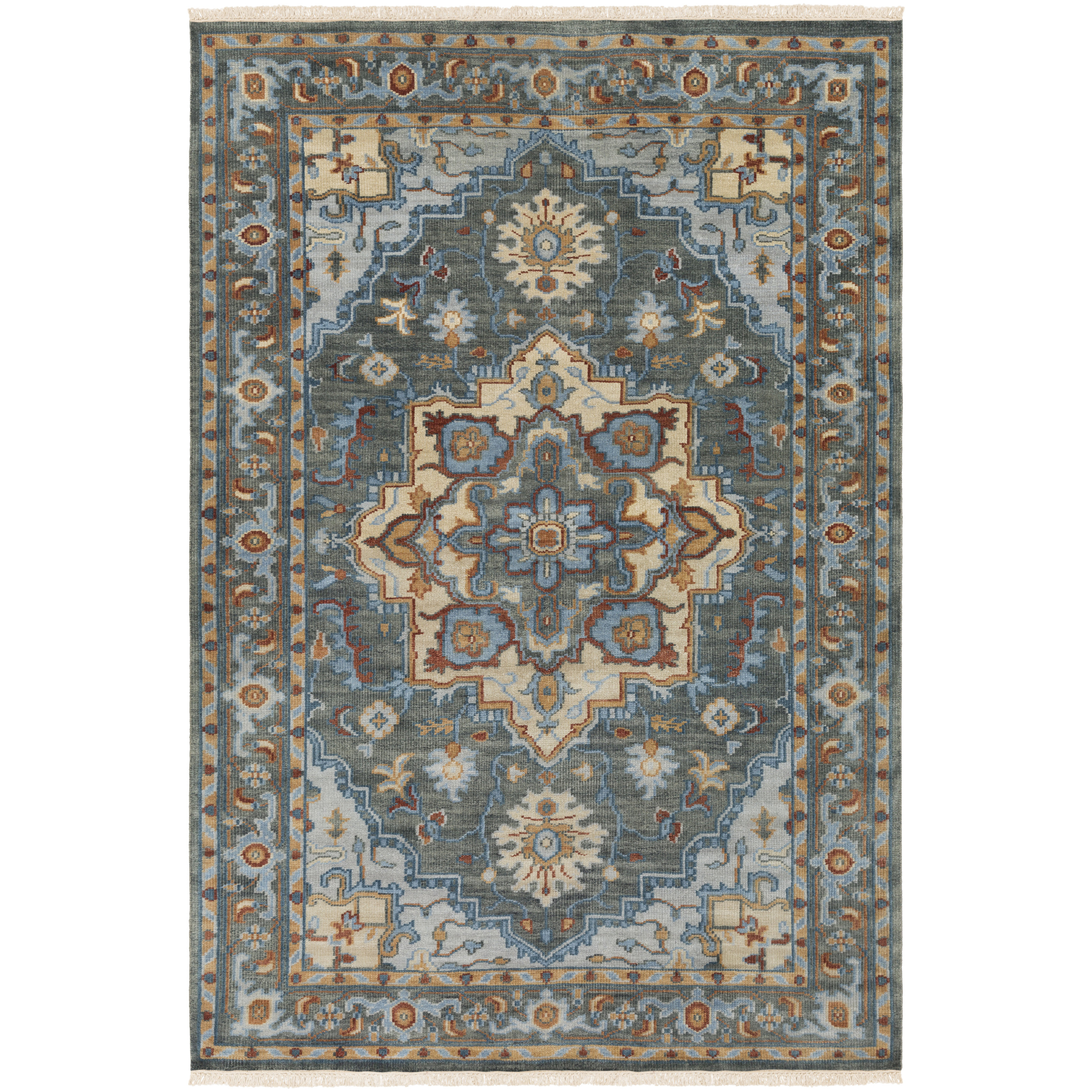 Elixir Hand Knotted Dark Green Bright Blue Area Rug Allmodern