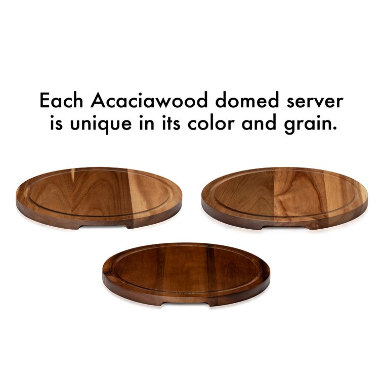 Acaciawood Flat Round Wood Server Cake Stand Wood Serving Plate for Wedding Birthday Party Home Kitchen Baking Wood Cake Plate Wood Cake Stand with Glass Dome