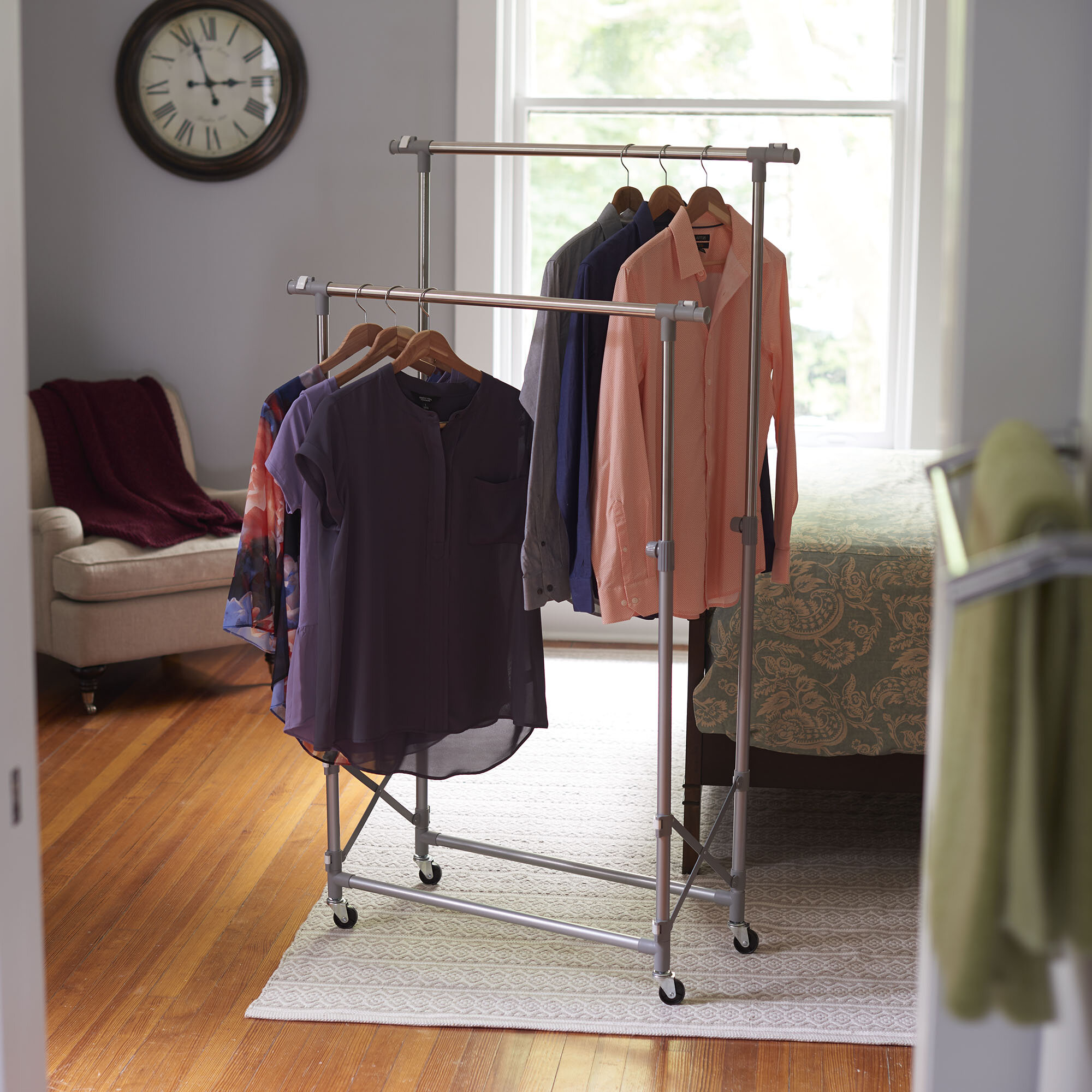 folding adjustable garment rack