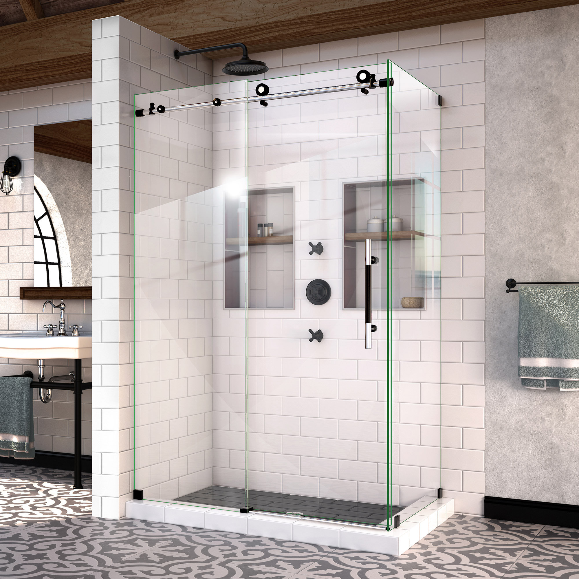 Dreamline Enigma X 48 38 X 76 Single Sliding Frameless Shower