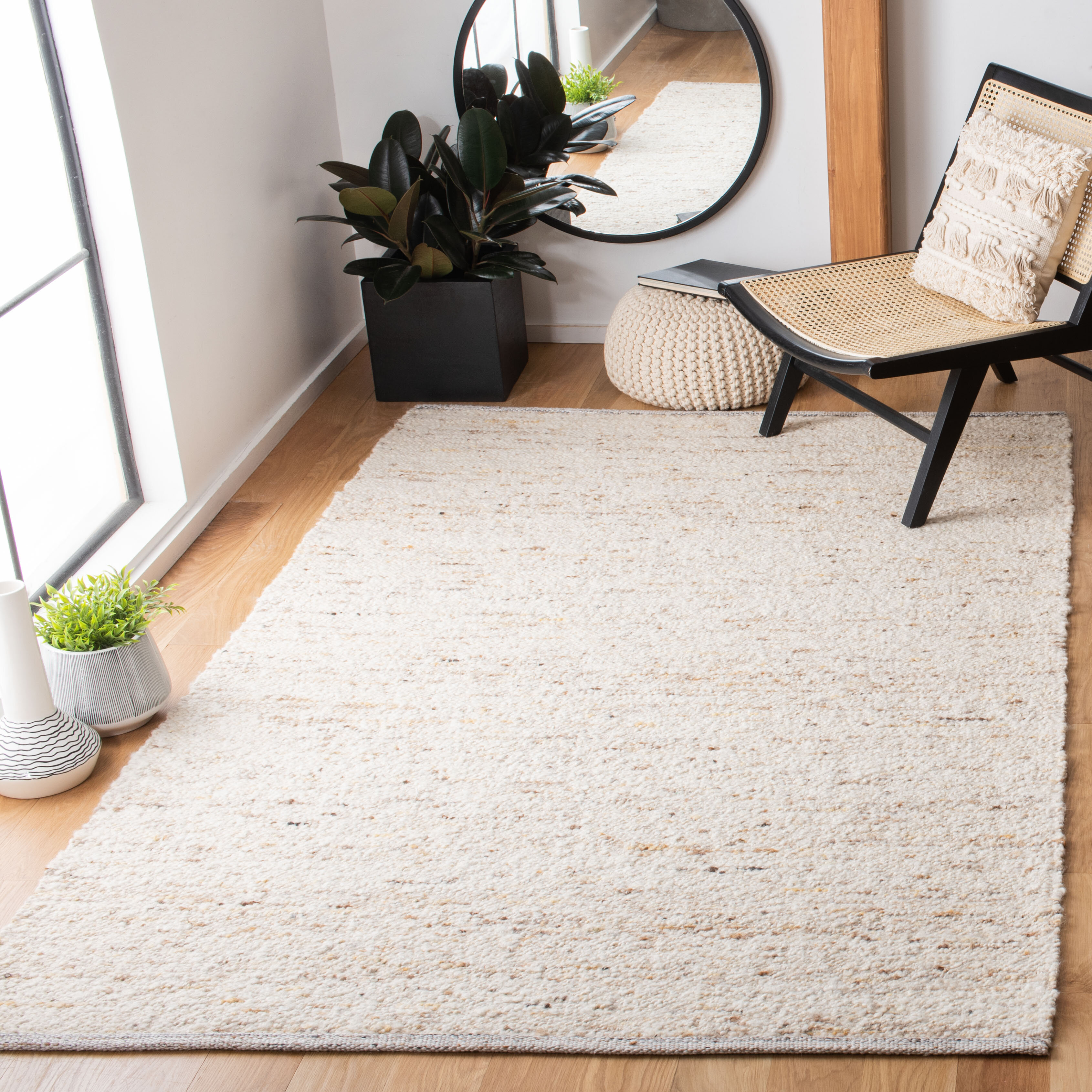 Gracie Oaks Noezile Handmade Handwoven Ivory/Light Gray Rug | Wayfair