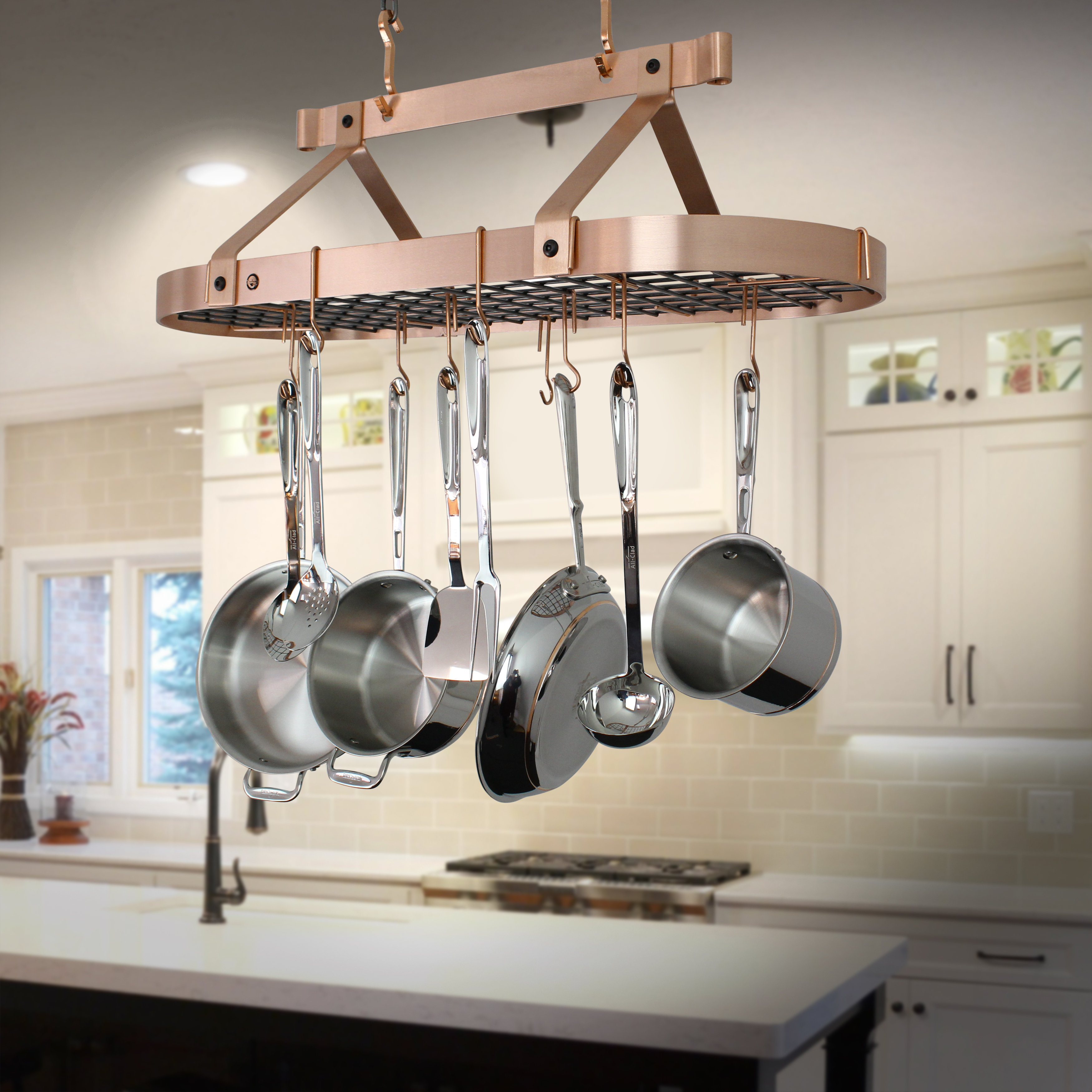 Handcrafted Oval Ceiling Hanging Pot Rack