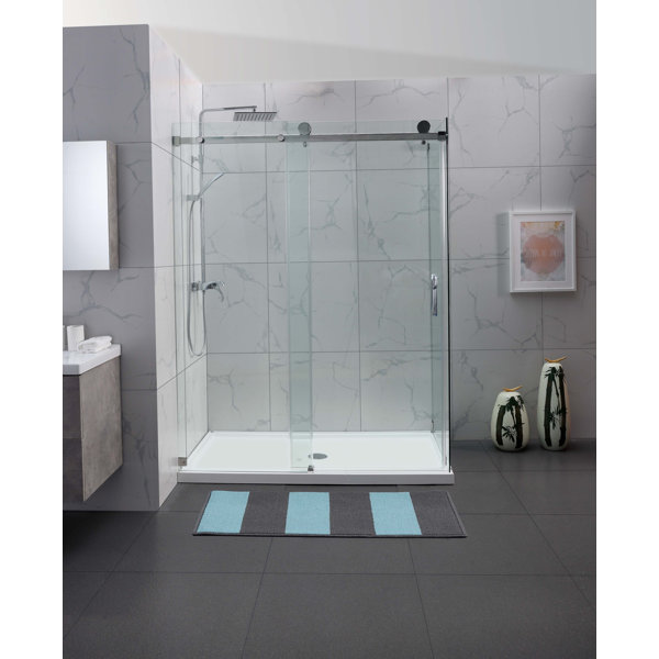 hometo 45 w x 76 h single sliding frameless shower door reviews wayfair