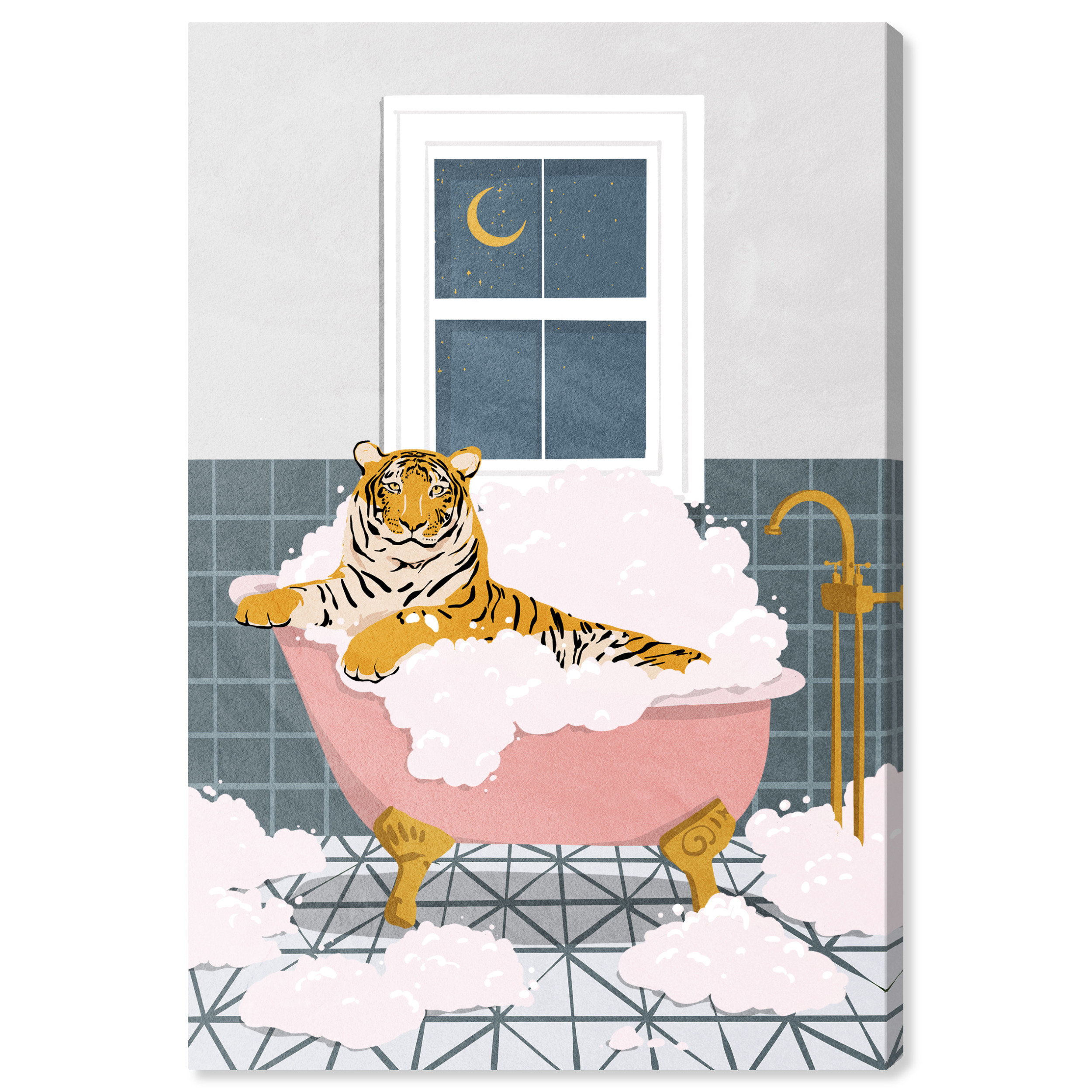 Oliver Gal Bathtime Tiger Painting On Canvas Reviews Wayfair