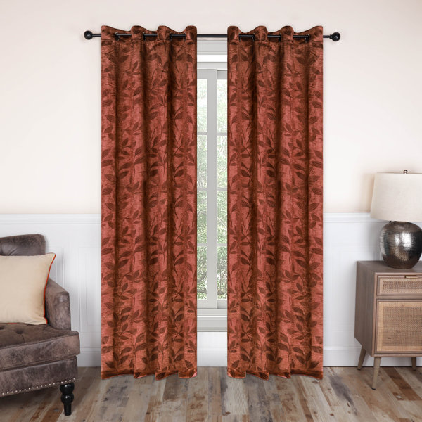 Cinnamon Sheer Textured Window Curtain Panel 2 Pc Set Grommets 108 x 84 