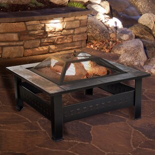 Steel Wood Burning Fire Pit Table By Pure Garden