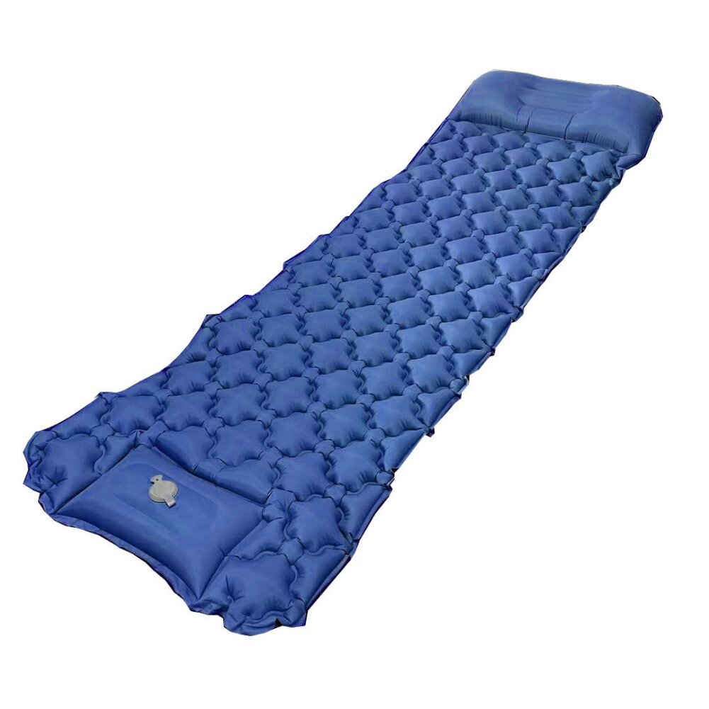 Outdoor 40D Nylon Moistureproof Inflatable Cushion Sleeping Pad Mat with Pillow 