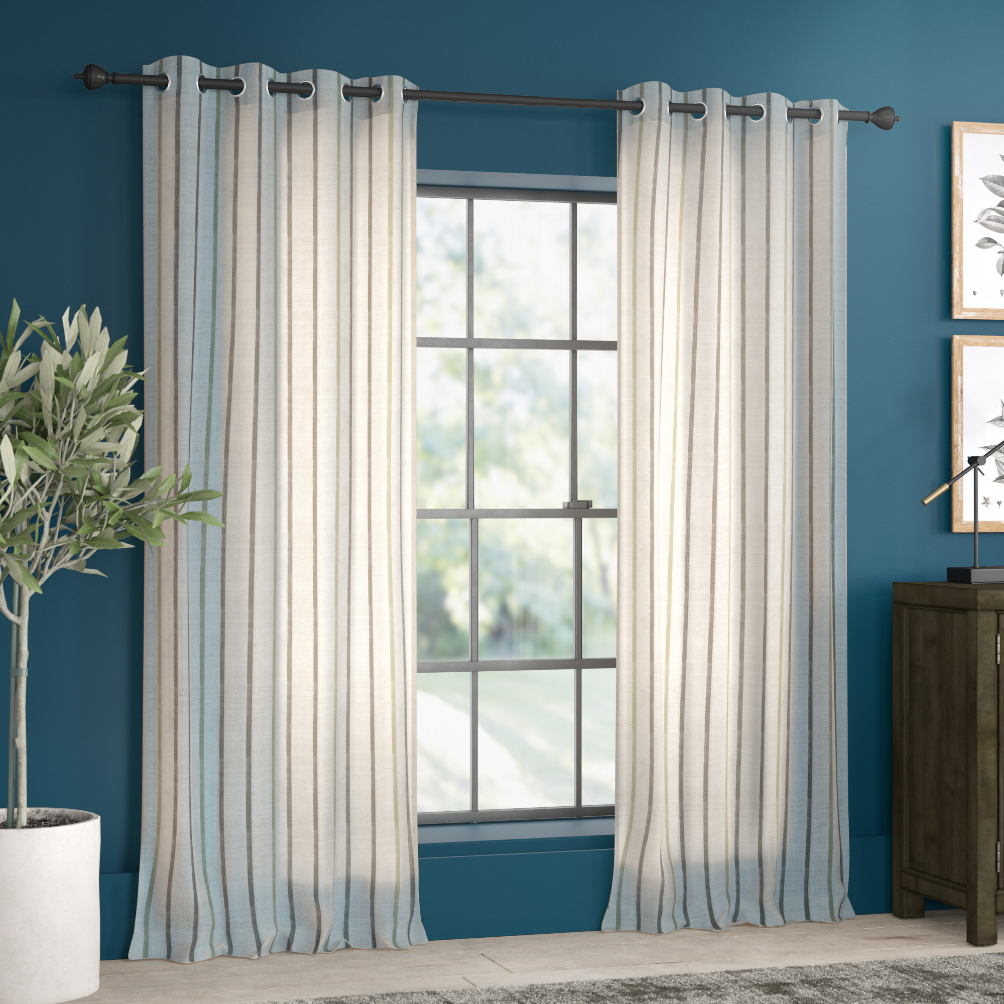 Eastville Striped Semi Sheer Grommet Curtain Panels Eastville Striped Semi Sheer Grommet Curtain Panels