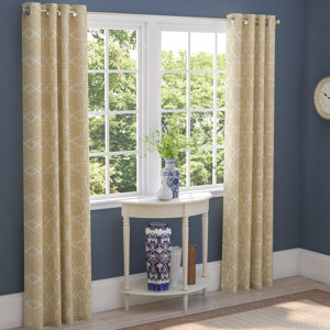 Baxley Damask Semi-Sheer Grommet Curtain Panels (Set of 2)