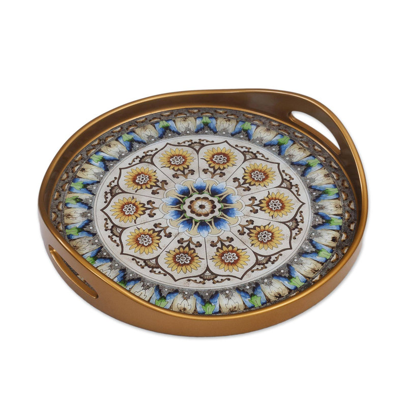 Bloomsbury Market Manan Andean Mandala Reverse Painted Glass Vanity Tray Wayfair