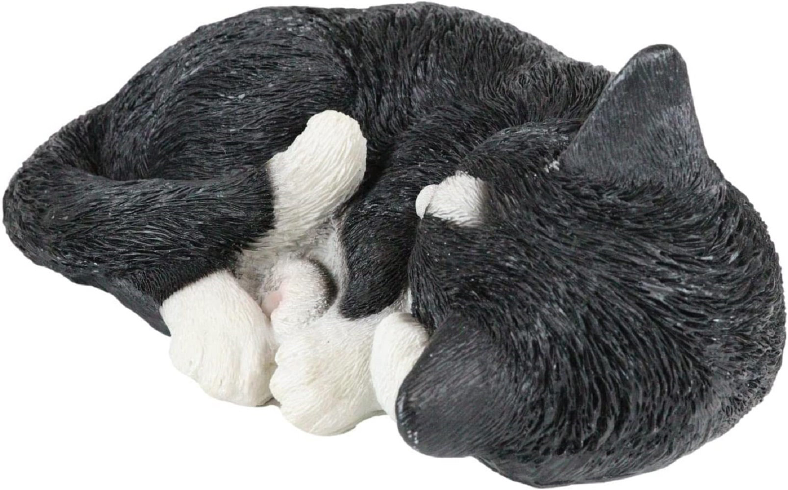 Red Barrel Studio® Lifelike Sleeping Cozy Tuxedo Black And White Feline  Kitten Cat Figurine 