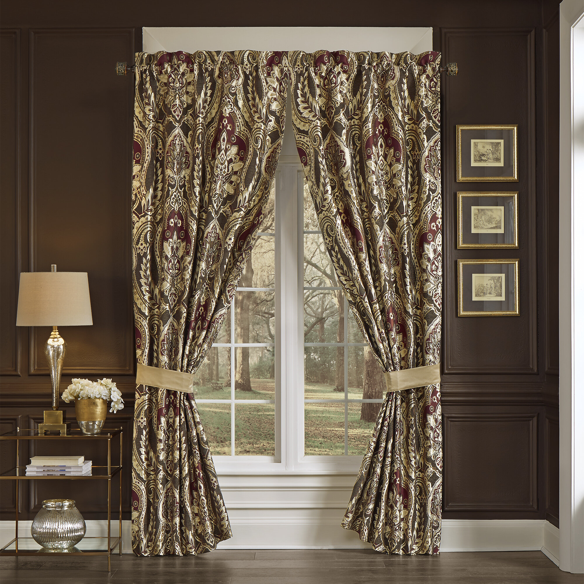 Pole Top Drapery Floral Curtain Panels 