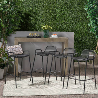 George Oliver Endicott Lucrezia Wicker 30 Patio Bar Stool With Cushion Reviews Wayfair