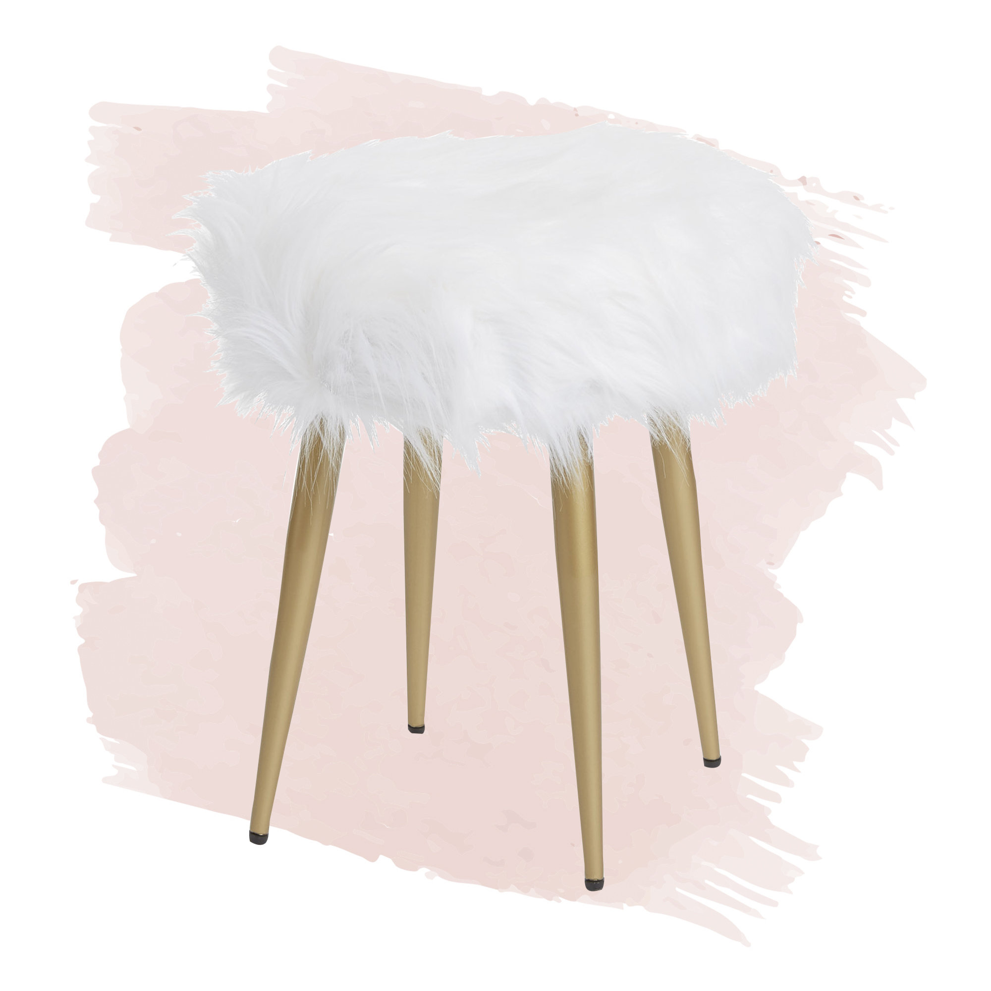 Mercury Row Raffa Metal Round Fur Vanity Stool Reviews Wayfair Ca