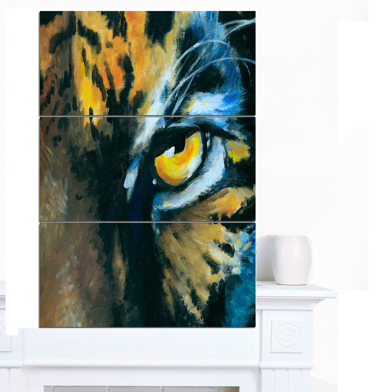 Designart Ferocious Eye Of Tiger 3 Piece Painting Print On