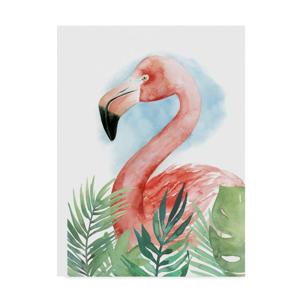 East Urban Home Watercolor Flamingo Composition Ii Watercolor