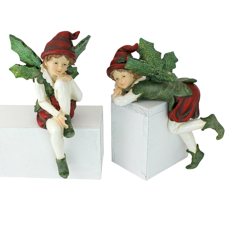 Design Toscano Santa S Christmas Elves Shelf Sitter 2 Piece Sculpture Set Reviews Wayfair