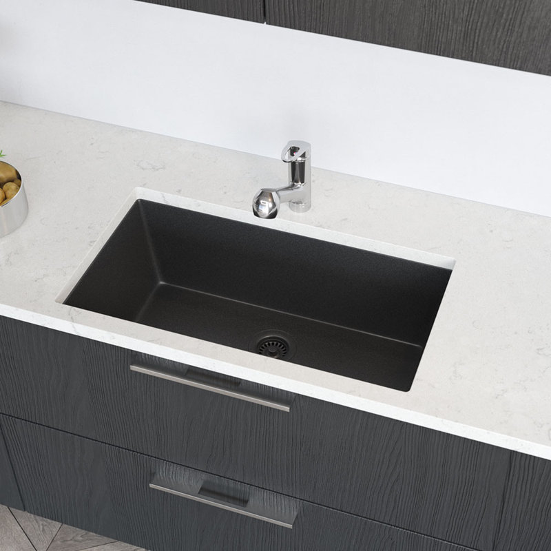 Rene Granite Composite 33 L X 18 W Undermount Kitchen Sink With Basket Strainer Reviews Wayfair