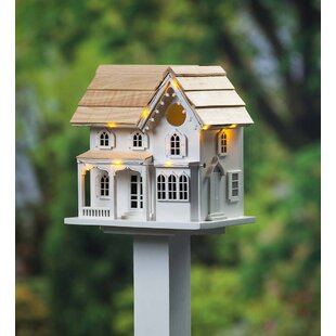 Bird House Wood Victorian Pedestal With Quaint Detailing Garden Yard Patio Deck 