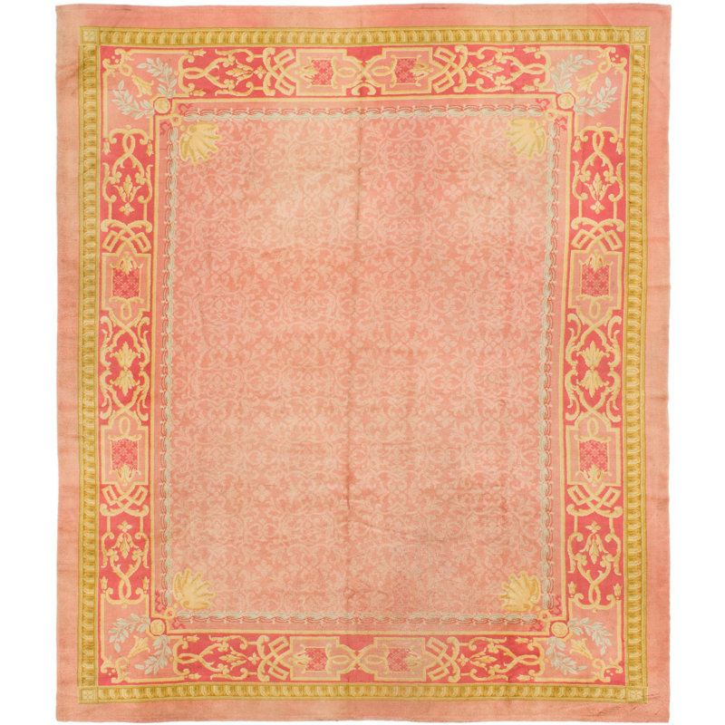 Isabelline One Of A Kind Izora Hand Knotted Peach 12 X 14 4 Wool Area Rug Wayfair
