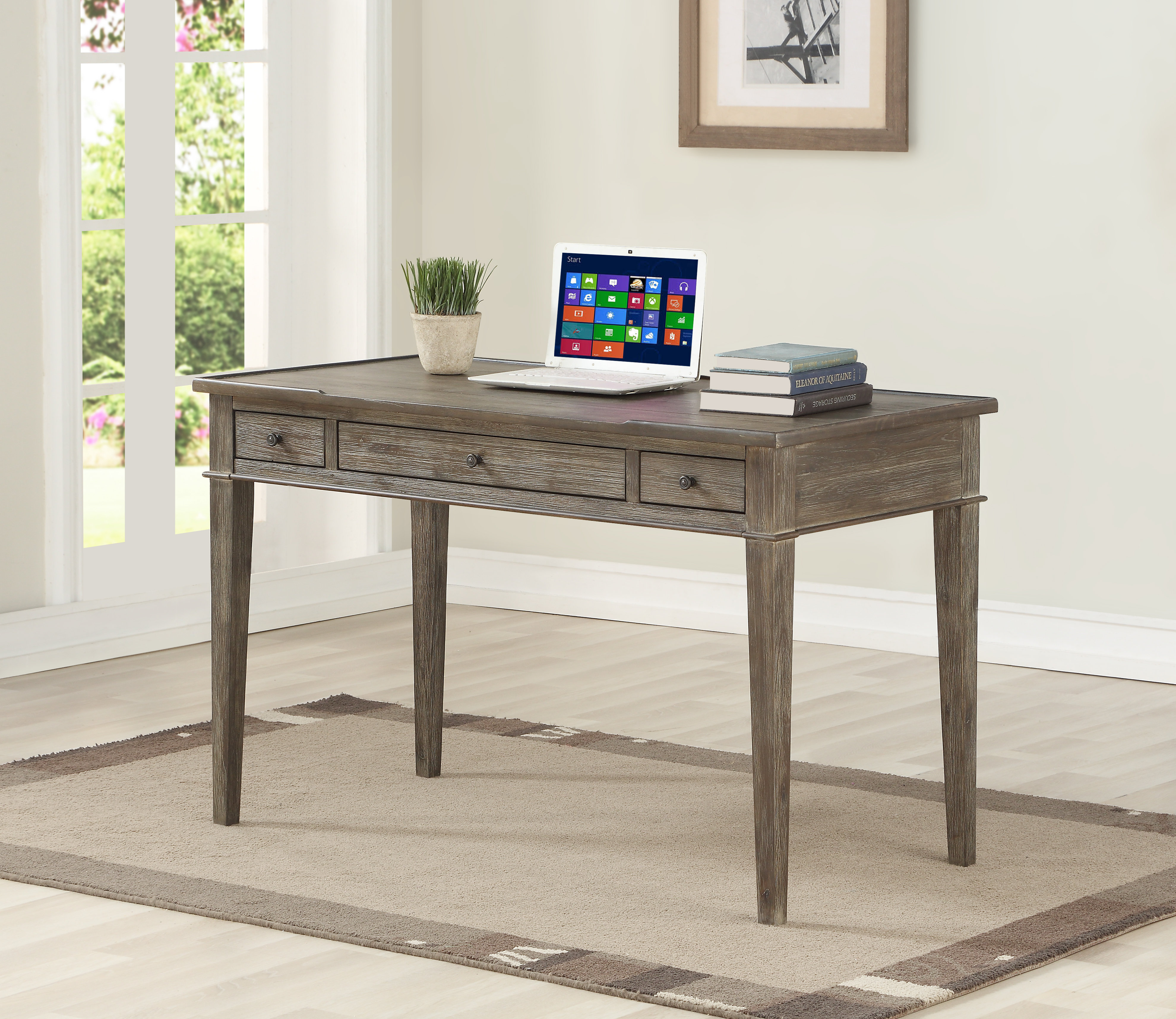 Millwood Pines Affinia 3 Drawer Writing Desk Wayfair