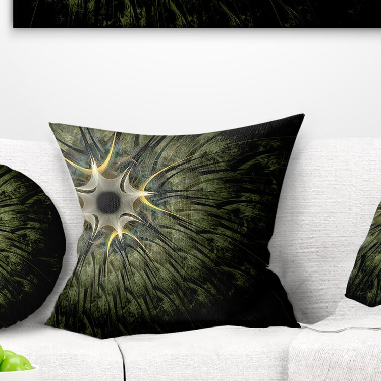 Abstract Dandelion Inspired Spiral Blooms Petals Geometrical Shapes Nature Art Theme Ambesonne Flower Throw Pillow Cushion Cover 16 X 16 Decorative Square Accent Pillow Case Pale Green