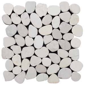 Sliced Pebble Random Sized Natural Stone Pebble Tile in White