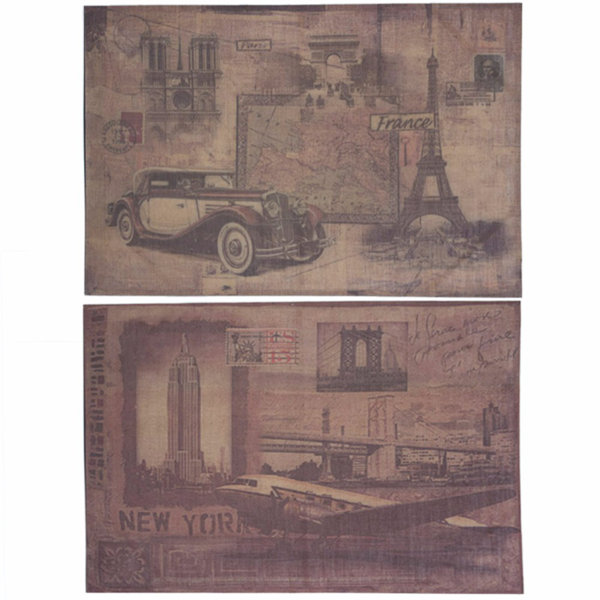 Winston Porter 2 Piece Burlap Ny And Paris Wall Decor Set Wayfair