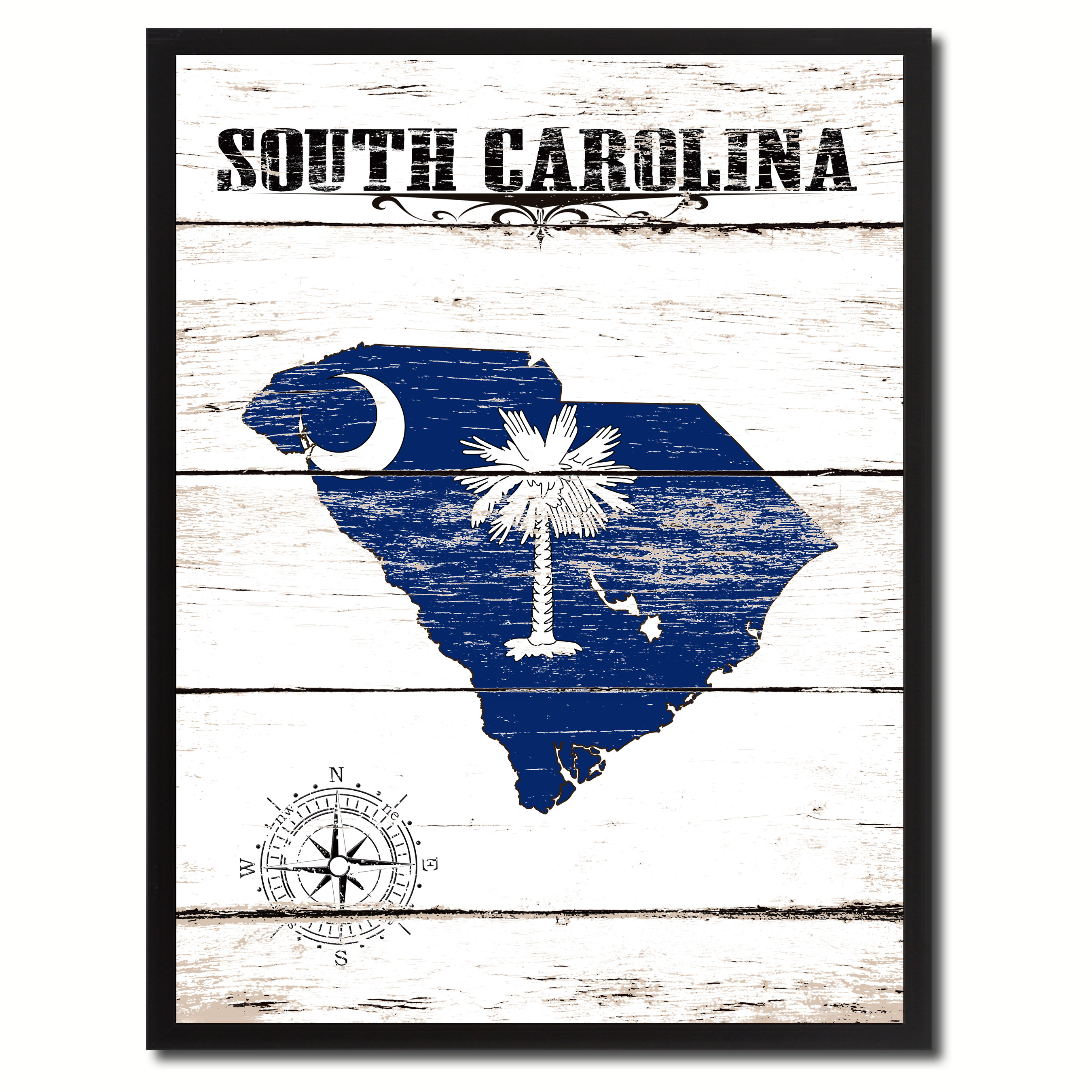 Wrought Studio South Carolina State Vintage Flag Framed Graphic Art Print Wayfair