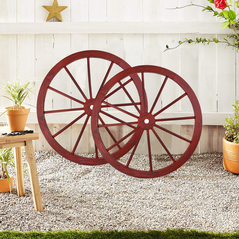 August Grove 2 Piece Wooden Wagon Wheel Wall Decor Wayfair
