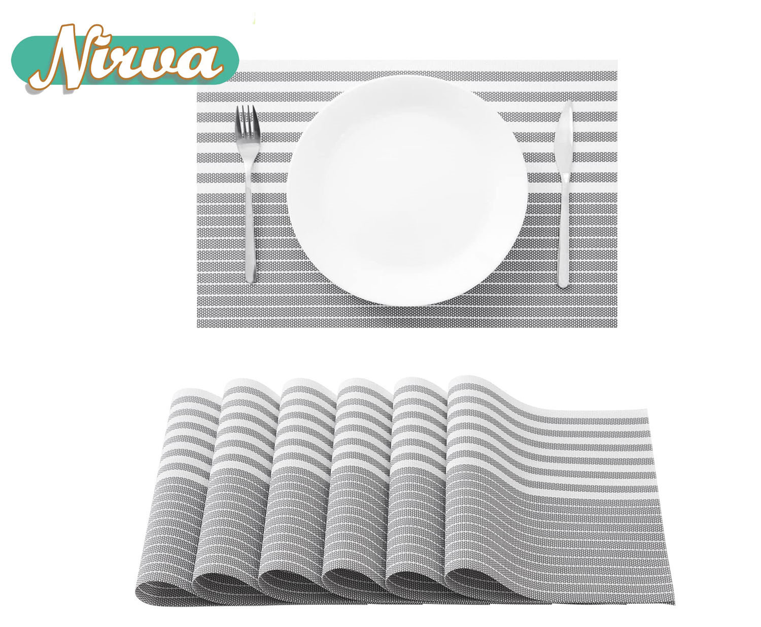 Nirva Vim Placemats Set Of 6, NonSlip Heat Resistance And Easy